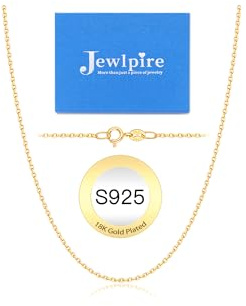 Jewlpire 18K Gold Plated Chain Necklace for Women, 1.1mm Cable Chain Necklace 18K Gold Plated Chains for Women Thin & Sturdy Women's Chains Necklaces 18 Inch