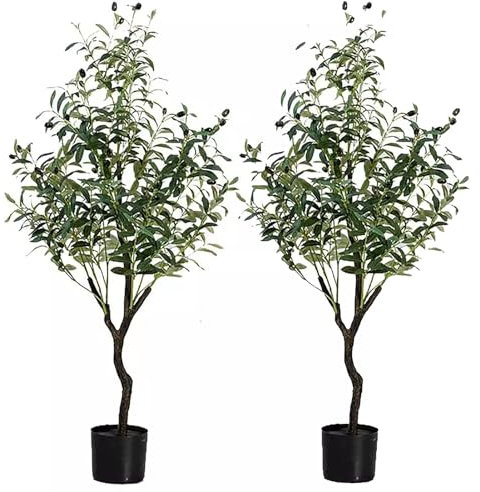 Künstlicher Baum 2,10 M Künstlicher Olivenbaum, 2er-Pack für Drinnen/Wohnzimmer, Künstlicher Olivenbaum mit Atemberaubenden Zweigen, UV-beständig, Olivenbaum Als Einweihungsgeschenk