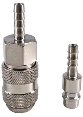 MEXEWORD 1 pcs EU Type Socket + Plug Raccord Pneumatique Norme Européenne Connecteur Rapide 6/8/10mm Tuyau Barb Coupleur Adaptateur for Compresseur d'air(6mm)