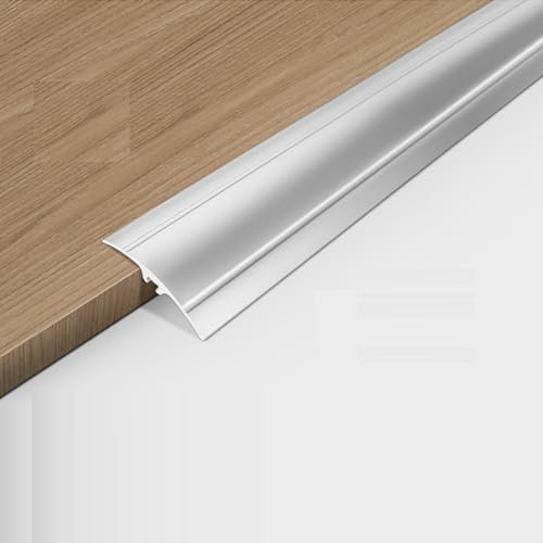 Alu Anpassungssprofil,TürSchwellen Übergangs Leiste,Abschlussprofil,2 Stück,Übergangsschiene,Boden-Leiste,Höhen Ausgleich 0-15mm,Geeignet für Laminat,Teppich,Parkett & Vinyl,90cm ×5cm (Silber)