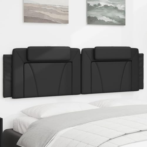 Homgoday Kopfteil Kissen Bett Kopfkissen Kopfteilpolster Kopfpolster Rückenkissen Wandkissen Bettkopfteil Rückenpolster Rückenlehne für Bett Schlafzimmer Schwarz 180 cm Kunstleder