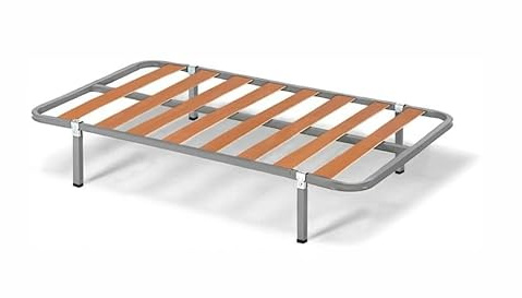 HOGAR24 ES Somier 90x190 cm de Tubo Acerado, Refuerzo Central, Láminas de Chopo y Pintura Metalizada con Tratamiento Anticorrosión, Incluye Juego de 4 Patas