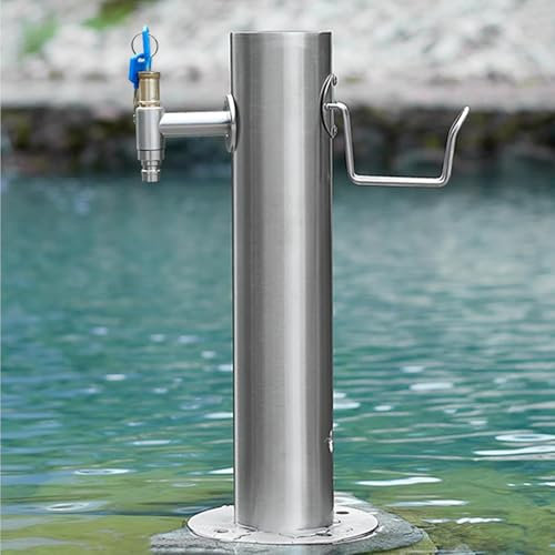 Generico Fontana A Colonna In Acciaio Inox Multifunzione Fontana Da Giardino Per Esterno Fontanella A Colonna Moderna In Acciaio Acciaio Inox Colonna D'Acqua Da Giardino,02,20.5 * 50CM