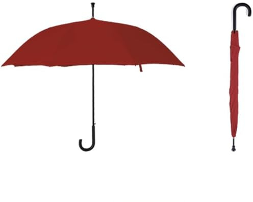HEFJIAYCIQ Ombrello Con Bastoni Da Passeggio, Ombrello Da Viaggio Leggero E Antivento, Ombrelli A Bastone Con Manico A J Classici Per Uomini E Donne,Rosso,98cm/38inch
