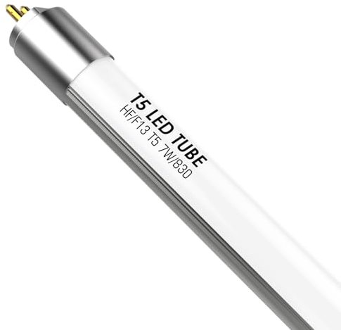 IHYCTV T5 LED Röhre, 517mm, 7W LED Röhre für Evg, Ersatz für 13W Leuchtstoffröhre mit G5 Sockel, 910lm, 3000K, 830, Warmweißes Licht, 140 Grad, Einfache Installation, 1 Stück