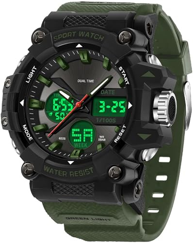 findtime Militär Uhren Herren Digitale Armbanduhr Outdoor Analoge Digitaluhr für Herren Jungen Multifunktionale Sportuhr Wecker Military Watches for Men Tactical Digital Watch LED 5ATM Wasserdicht