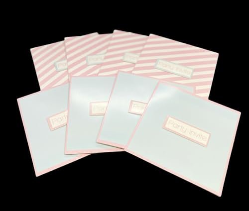 48 x Blanko-Einladungen zum Selberschreiben, Partyeinladungen, Pastellrosa und Hellblau, traditionelle Klappkarte mit Umschlägen, Hochzeit, Baby, Brautparty, Prinzessinnenparty, weibliche oder