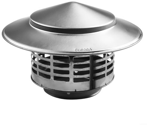 NIUSABOU Edelstahl-Dachhaube, 75/200 mm, Schornsteinhaube, Anti-Down-Zug, Rauchrohrkappe, Holzofen-Rauchauskleidung, Lüftungsrohr, Dachhaube, Regenschutz Rauchmütze(75MM)