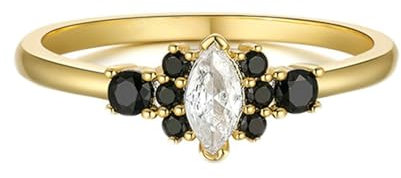 Stfery Bague de fiançailles en or taille marquise blanc moissanite 14 carats 45 (14,3) à 62 (19,7 mm)