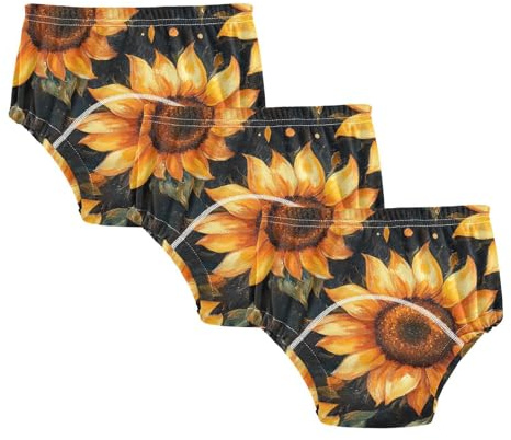 Pantalones de entrenamiento para orinal para niñas pequeñas, con diseño de girasol, absorben el agua, para la noche, para entrenamiento de orinal, ropa interior para 2T