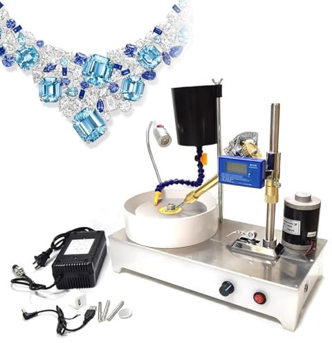 JOSBY Macchina per sfaccettatura delle Gemme da 120 W, lucidatrice per Pietre preziose in Acciaio Inossidabile Regolabile a 2800 Giri/min, con manipolatore con Display Digitale, per Giada, Vetro