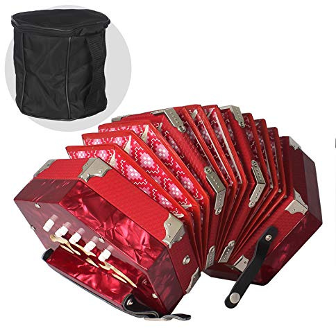 Concertina acordeón de 20 botones y 40 lengüetas estilo anglo con bolsa de transporte