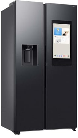 Samsung RS90F67BEFEF Side-by-Side Kühl-Gefrierkombination, AI Kühlschrank mit Gefrierfach, 178 cm, 614 l, Eis-/Wasserspender mit Tank, Family Hub, AI Energy Mode & Voice Control, Black Steel