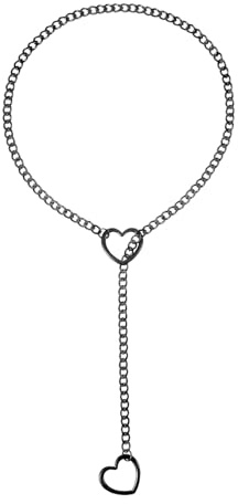 Heart Slip Chain Necklace, Adjustable Stainless Steel Love Chain Choker | Black Skin-Friendly, Chain Length Approx 60cm, Heart Shape 2.5cm, Punk-Rock Inspired Design for Men Women Daily Wear Party