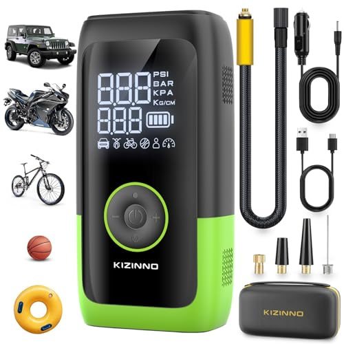 Compresor de aire portátil inflador de neumáticos, bomba de aire ultrarrápida de doble cilindro para camioneta y neumáticos de coche grandes, con modo de ajuste fino, manómetro, 12000 mAh y 45 W