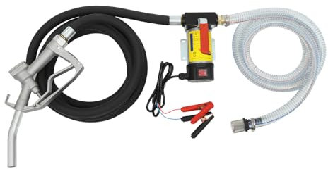 Qussse Dieselpumpe 200W 45L/min Selbstansaugend Heizölpumpe mit automatischer Pistole DC 12V Kraftstoffpumpe Ölpumpe, 4m Schlauch