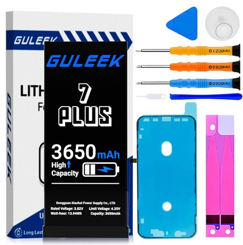 GULEEK Batterie pour iPhone 7 Plus, 3650mAh Haute Capacité Réelle, Kit Remplacement Complet avec Outils et Guide