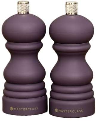 Matt Purple Salt & Pepper Grinder Mills Short 5 Modern Soft Touch Pot Shakers