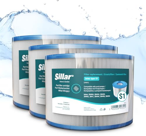 Sillar Cartuchos de Filtro Tipo S1 para Intex PureSpa, Duradero, Filtro de Repuesto para spas hinchables, 3 uds., 11692/29001E