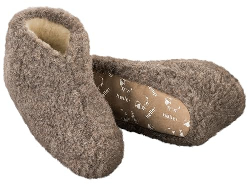generisch Halbhohe Hausschuhe aus 100% Schafwolle – Öko-Tex® Standard 100 – Made in Germany – Unisex (Farbe: Braun/Größe 38/39)