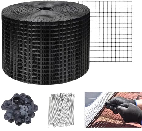 CeyKvo fågelskyddsnät för solmoduler, 30 m x 20 cm duvförsvarsnät, solsystemgaller med 100 buntband av rostfritt stål, 1/2 tums trådnät med PVC-beläggning (rostfri), fågelskydd för solara