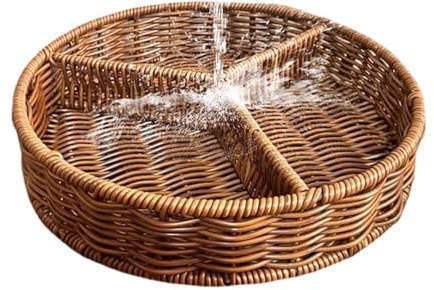 Generisch Gewebe Tablett - Rattan -Servierschale - Tablett Rund Geflochten Aus Seegras - Wasserhyazinthe - Korb Geflochten Rund Aus Seegras - Schale Groß Und Flach - Als Brotkorb Bzw. Brötchenkorb O