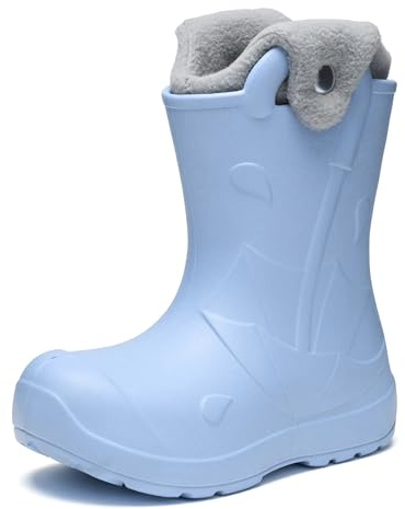 Ladeheid x Camminare Botas de Agua Niña y Niño para Invierno – Zapatos de Lluvia Térmicos con Forro Extraíble, Calzado Infantil Impermeable, Bota de Goma para Niños LA-CA-21 (Azul Claro, 32/33 EU)