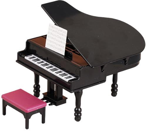 Otbushit Meubles de Maison de poupées, Mini Piano réaliste avec Chaise, Jouet en Plastique, Petit Piano à Queue pour poupée féerique, scène Maison