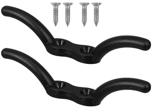 Luxshiny 2pcs Nylon Flagpole Cleat Hooks 113mm Black Marine Hardware for Sailing Mast Rope Tie-offs Deck Mount Rope Cleats Suitable for Boats and Outdoor Use