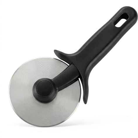 Rotella tagliapizza professionale con lama in acciaio inox, manico ergonomico antiscivolo, lama rimovibile, colore nero