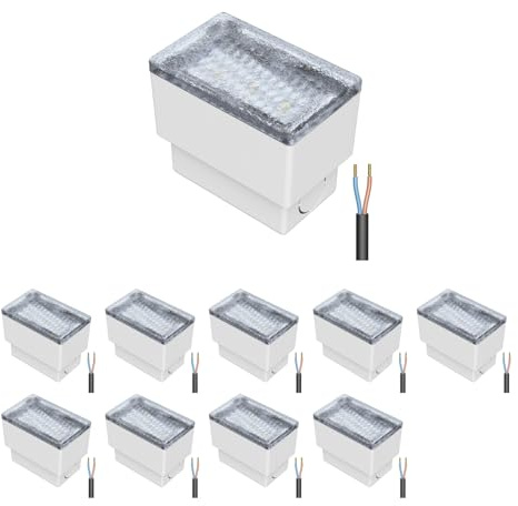 ledscom.de 10x LED Pflasterstein Bodeneinbauleuchte CUS für außen, IP67, eckig, 8 x 5cm, warmweiß