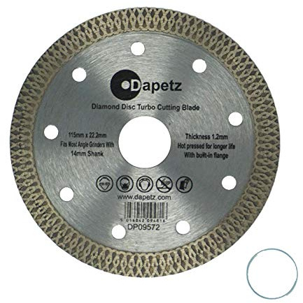 Dapetz ® 115mm Diamond Cutting Discs for Angle Grinder - Super Thin Fast, Clean Cut on Porcelain, Granite, Marble, Concrete, Tiles, Stones, Bricks & Ceramics- 4.5 Wheel - Size 115 x 1.4 x 22.23mm