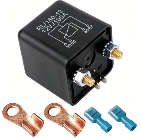 Gebildet 1Pieza RL/180-12 Trabajo Pesado 12VDC 100A Relés para Coche Barco Camión Motor Automoción de Arranque, 4Pin SPST con 2Huella + 2Borne de Contacto