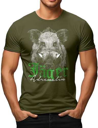 Herren T-Shirt für Jäger auf der Jagd: Adrenalin Wildschwein
