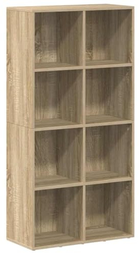 vidaXL Sideboard Bücherregal, Bücherschrank mit 8 Fächern, Würfelregal Standregal für Wohnzimmer, Büroregal Aktenregal, Sonoma-Eiche Holzwerkstoff