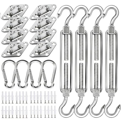YOFIT 80 Pcs Shade Sail Hardware Kit 6 inch for Triangle Rectangle Sun Shade Sail Installation, 304 Grade Stainless for Garden Outdoors