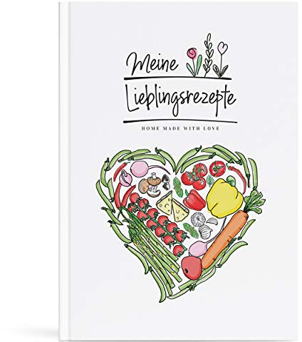 TOBJA® A4 kokbok själv skriva – receptbok för att skriva själv Favoritrecept | Hardcover backbook för att skriva själv med register (vit)