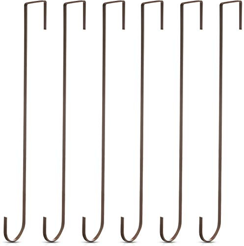 Hotop 15 Zoll Weihnachtskranz Aufhänger Haken über Tür Metall Haken Praktische Kleidung Handtuch Halter Haken für Weihnachten Haustür Dekoration (Bronziert, 6 Stücke)