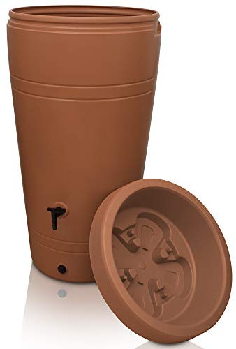 YourCasa Récipient pour Eau de Pluie en Plastique, 230 l, Design Decore - tonneau/réservoir d'eau de Pluie - avec Robinet - récupérateur Eau de Pluie - collecteur Eau de Pluie (Terre Cuite)