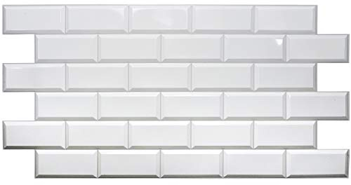 PVC Kunststoff Wandpaneele 3D Dekorative Fliesen Verkleidung - Weiße Fliesen (10, 4,7 m²)