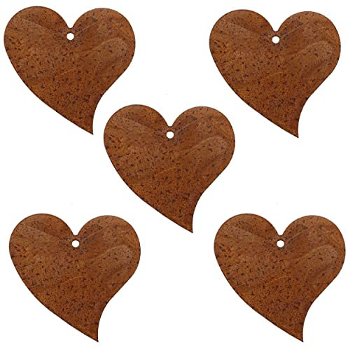 Rostikal Hängedeko Fenster Herz Rost Deko für Garten Edelrost Gartendeko zum Hängen (5, 5 cm)