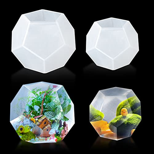 Rolin Roly 2PCS Harzform Silikon Polyeder Silikonformen Epoxidharz Fünfeck Geometrie Kristall Epoxidform Edelstein Schmuckformen für Handgemachtes DIY Handwerk