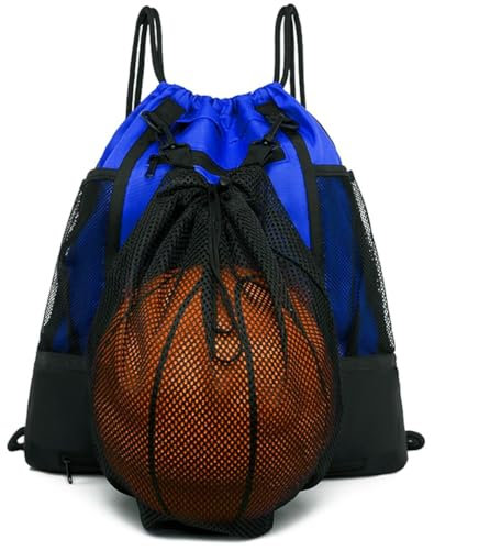 STAY GENT Drawstring Zaino da Basket Zaino Calcio per Ragazzi & Ragazze, Blu Calcio Pallavolo Sportivo Zaino Sacca con Detachable Borsa a rete Sport Sacca Zaini Basket Accessori per palloni per Gym