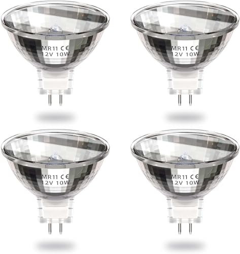Bonlux MR11 12V 10W GU4 Leuchtmittel Halogen Stiftsockel G4 Spot Halogenlampe 12 Volt 10 Watt MR11+C 35mm Halogenbirnen, Dimmbar, Warmweiß 2800K, 4 Stück
