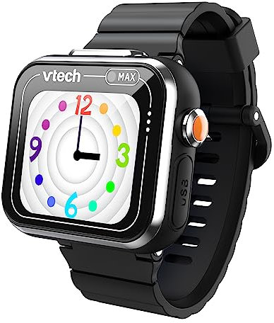 Vtech KidiZoom Smart Watch MAX Schwarz I Kinder-Smartwatch mit Duokamera I Touchscreen I 1,69 Zoll I Spiele, Apps, Musik I mit Elternkontrolle I spritzwasserfest I Für Kinder von 5–12 Jahre