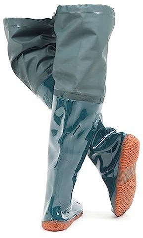 Watstiefel 60 cm hohe, hüfthohe Wasserstiefel, wasserdichte, verschleißfeste PVC-Oxford-Sohle, lange, knielange Regenstiefel (Color : Green, Size : 37 EU)