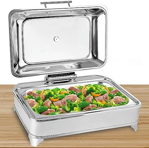 9L Chafing Dish Eléctrico, Calentador de Alimentos Buffet Acero Inoxidable con Tapa Visible para Fiesta y Banquete, Temperatura Regulable, Mer Comida Fresca y Deliciosa