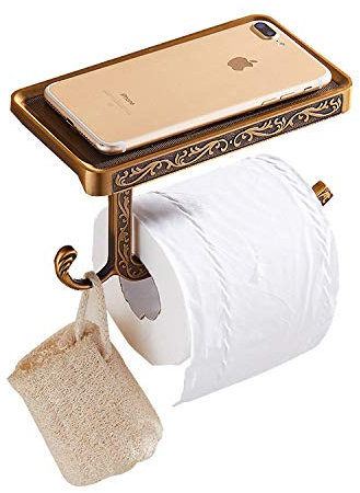 Toilettenpapierhalter Antike Messing Toilettenpapierhalter Badezimmer Mobiler Halter Toilettenpapierhalter Roll Halter Zubehör (Color : Gold)
