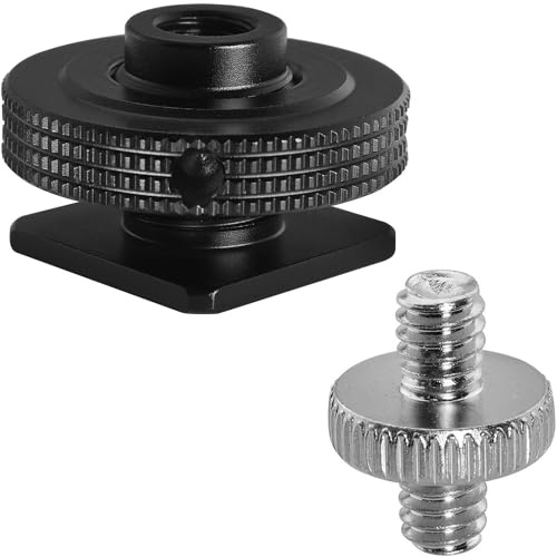 LUORNG Aluminum Alloy Hot Shoe Adapter Camera Side Hole Reinforced Round Plate Cold Shoe Mount Conversion Screw 1/4 Male to 1/4 Male Suitable for Magic Arms Video Lights Monitors