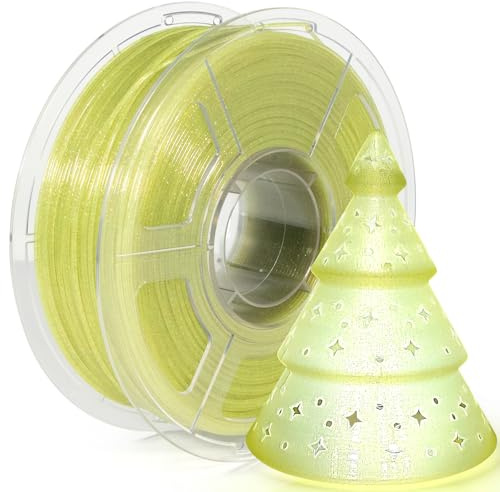 iSANMATE Transparent Glitzer PLA Filament 1,75mm, Klarer Glitzer PLA Filament, Mehrfarbiges 3D Drucker Filament PLA 1KG/2.2lb Spule, Clear Filament